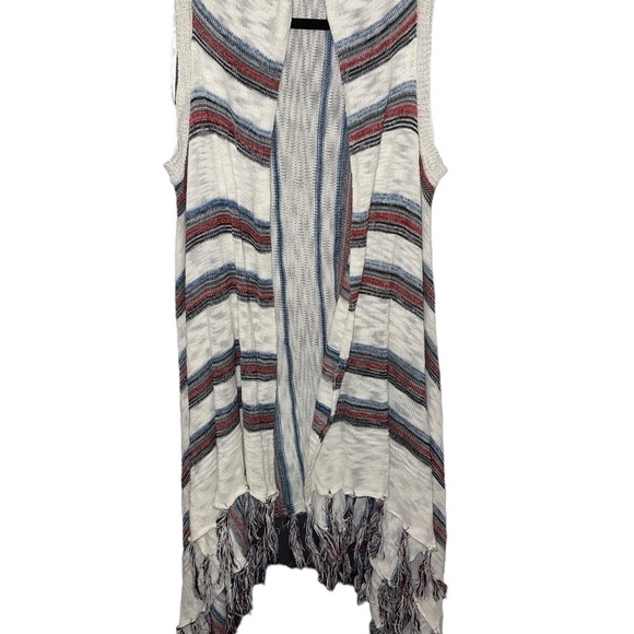 Free Press Women's Open Cardigan Sz One Size Fits Most Sleeveless Tear Drop Hem - Picture 3 of 7